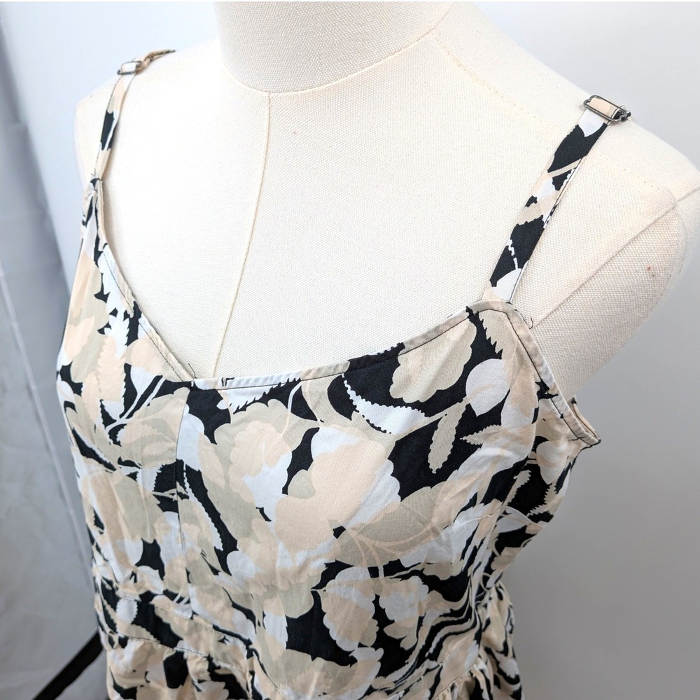 Cotton Floral Midi Dress Back Stretch Spaghetti Strap Romantic Summer Fit - Picture 5 of 9